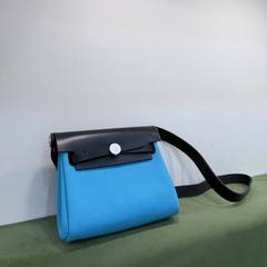 2025头层牛皮拼进口帆布凯莉包迷你herbag mini手机包单肩斜挎包