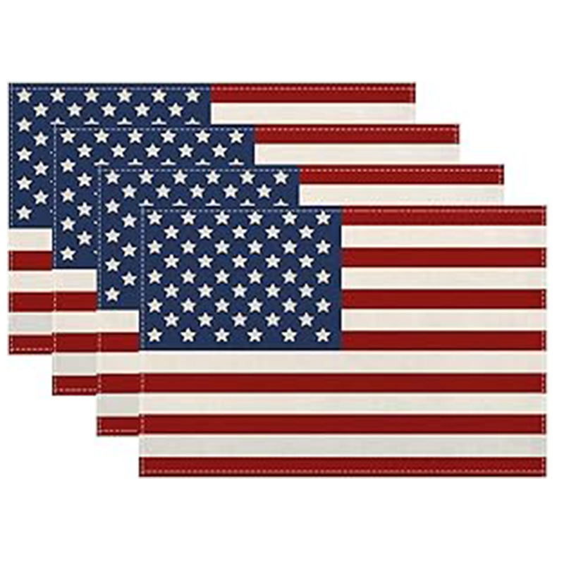 Transfronterizos lino almohadilla de mesa Aliexpress TEMU Amazon almohadilla de mesa cuadrada búfalo rojo almohadilla de Navidad Día de la Independencia