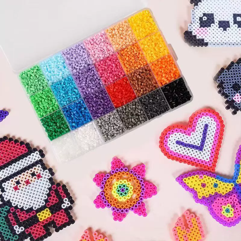 拼豆豆跨境热卖款儿童益智早教亲子玩具24色2.6mm融合豆套装拼豆