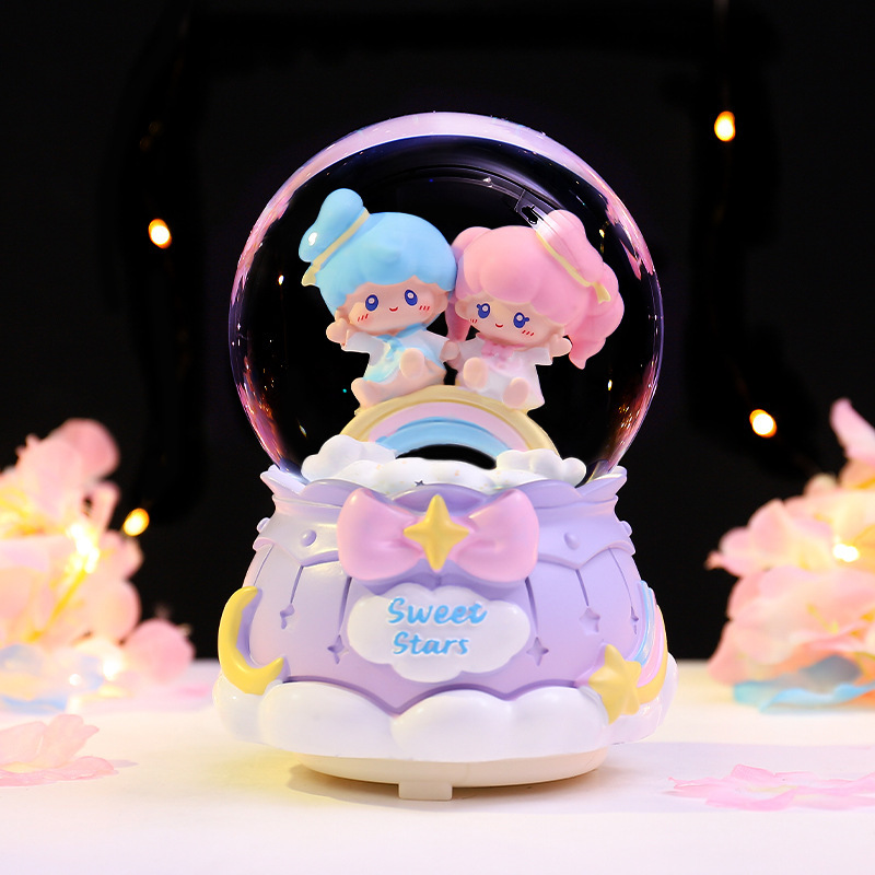 卡通水晶球发光小夜灯星空情书家居桌面摆件儿童生日礼物小礼品|undefined