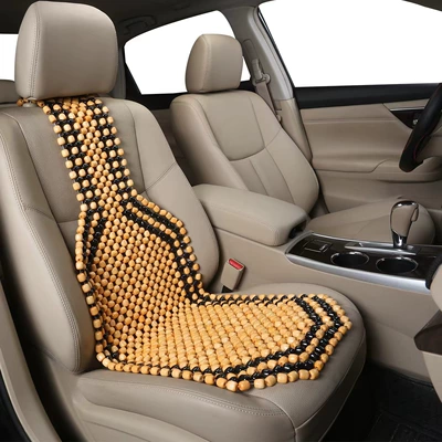 Summer Wooden Bead Cooling Mat for Forklifts, Small Cars, Large Trucks, Ventilated Vans, Tractors, and Cars; Breathable Summer Seat Cushion (Cool pad) - beige-single-seater