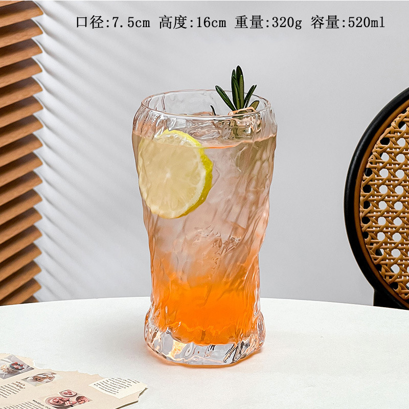 Taza de vidrio de té de fruta de gran capacidad con patrón de árbol creativo, taza de agua transparente, bebida de jugo de fruta, taza de cerveza, taza de cerveza