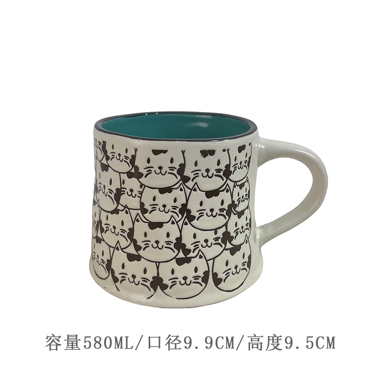 Cerámica bajo vidriado pintado a mano linda taza de gato taza de agua taza de desayuno taza de avena pareja micro pomelo