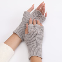 G102短款鱼鳞毛线手套秋冬新款女学生时尚针织保暖露指袖套假袖子