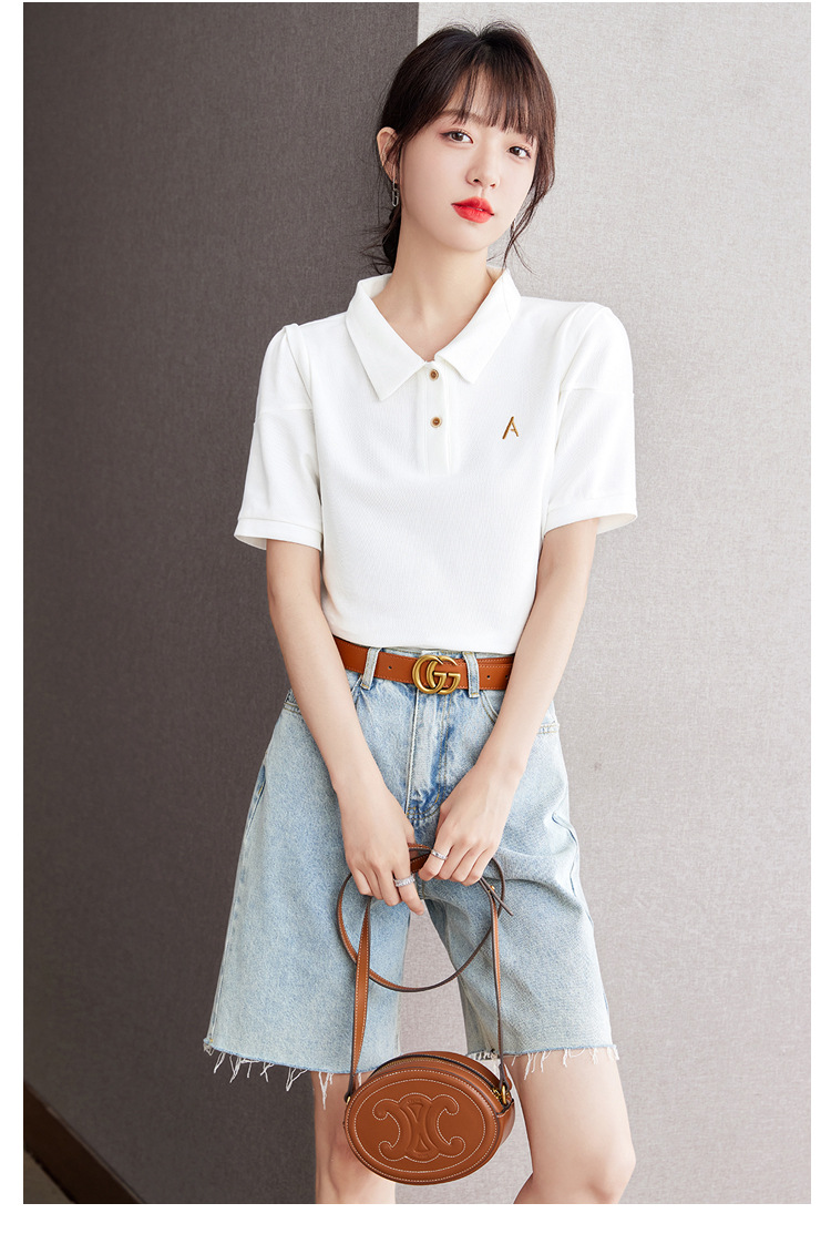 跨境衬衣白色短袖恤女士装夏季2024年新款洋气宽松小衫上衣详情7