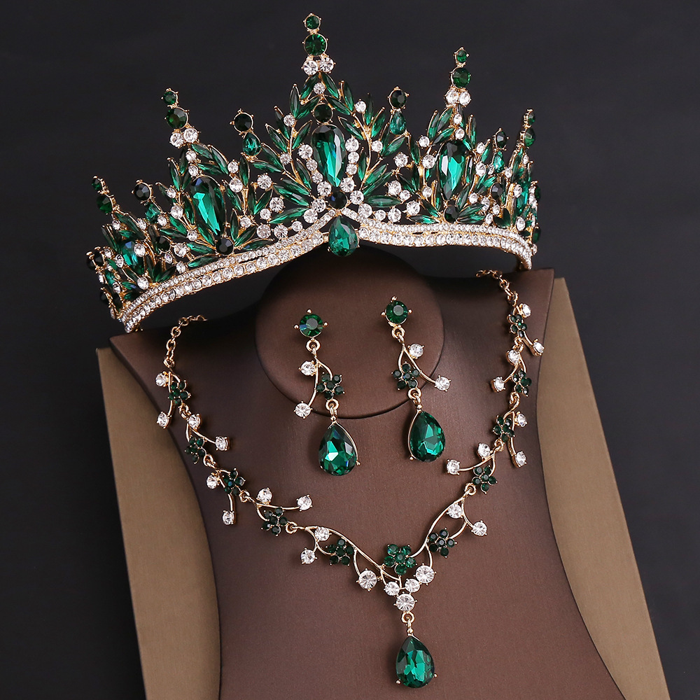 新娘水晶项链皇冠三件套