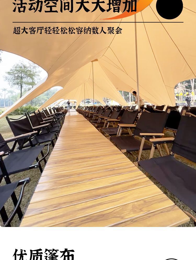 Outdoor Camping Canopy Tent, Extra-Large Rainproof Sunshade, Three-Peak Cloud Top, Giant Eight-Claw Sun Protection Campsite, Wanzhongshan