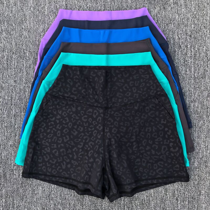 Cross-Border Lulu Casual Naked-Feel Pocket Yoga Shorts for Women, Suitable for Outdoor Wear, Cycling, Fitness, High-Waisted Pocket Shorts