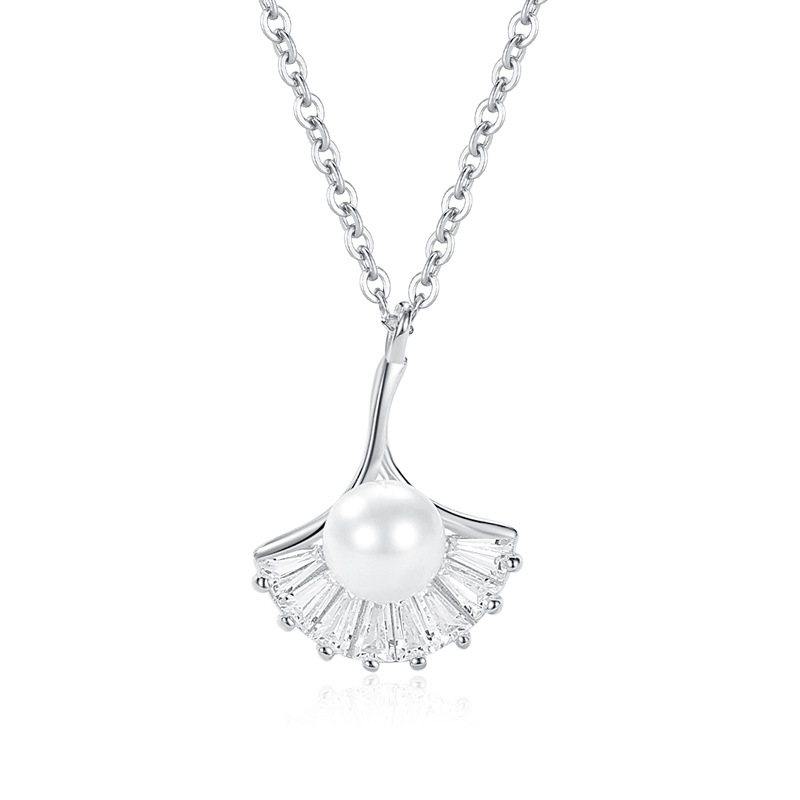 Plata esterlina S925 hoja de albaricoque collar femenino nicho diseño europeo y americano Cadena de clavícula estudiante temperamento simple colgante de moda al por mayor