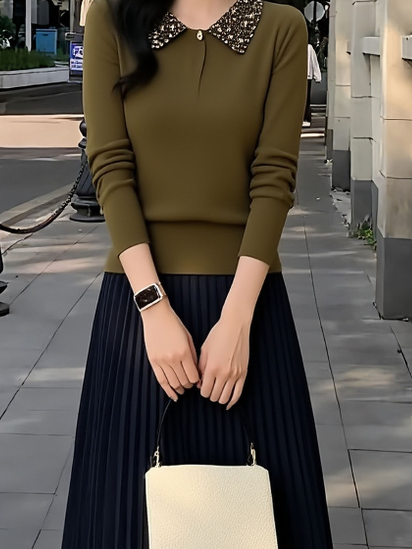 气质针织套装女款2025春季新款气质韩版显瘦开衫上衣半身裙两件套|undefined