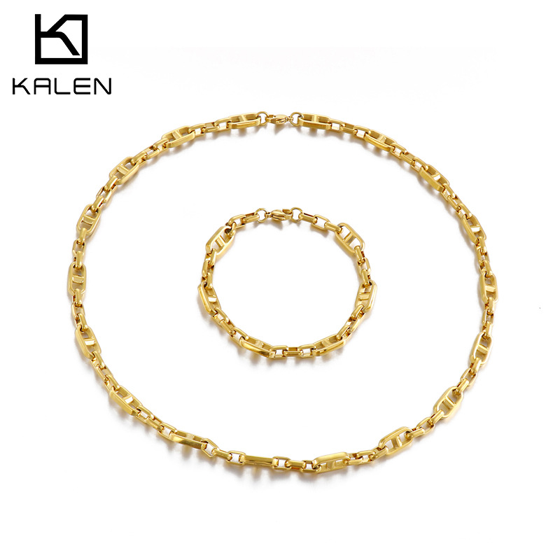 Europa y América nueva moda simple electrochapado titanio acero japonés cadena pulsera de acero inoxidable collar mujeres traje joyería