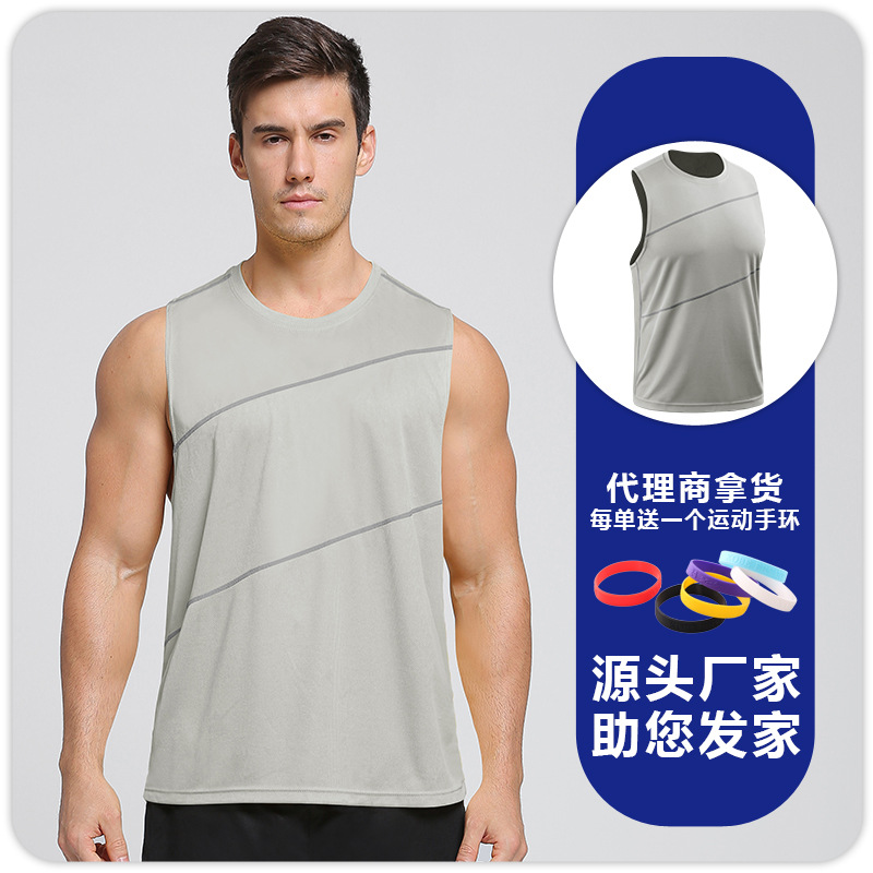 Maratón de verano chaleco deportivo de secado rápido chaleco sin mangas de los hombres corriendo entrenamiento de baloncesto Chaleco de fitness Suelto image 12
