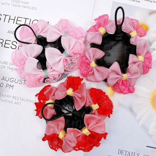 New bow dance elastic net headband girl performance hair tie hairband children's hair net wholesale