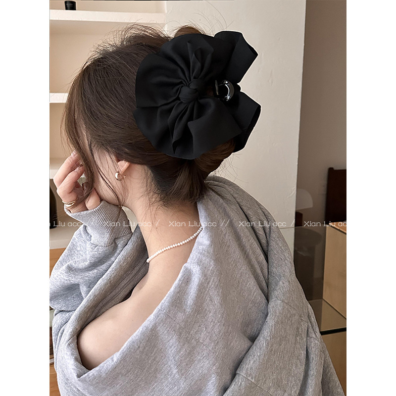 ファブリックリボンミディアムグリッパーヘアピン女性用 2025 新しいハイエンド後頭部ヘアピン少量の髪シャーククリップヘアアクセサリー|undefined
