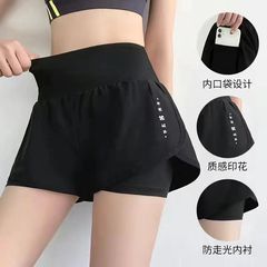 瑜伽裤短款运动短裤女假两件防走光健身显瘦瑜伽休闲裤速干短裤