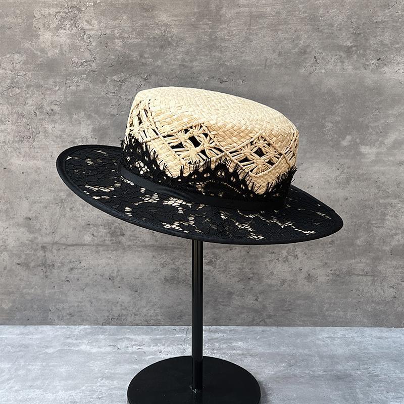 Hepburn Style Women's Raffia Straw Hat, Vintage Sun Protection_voghion.com