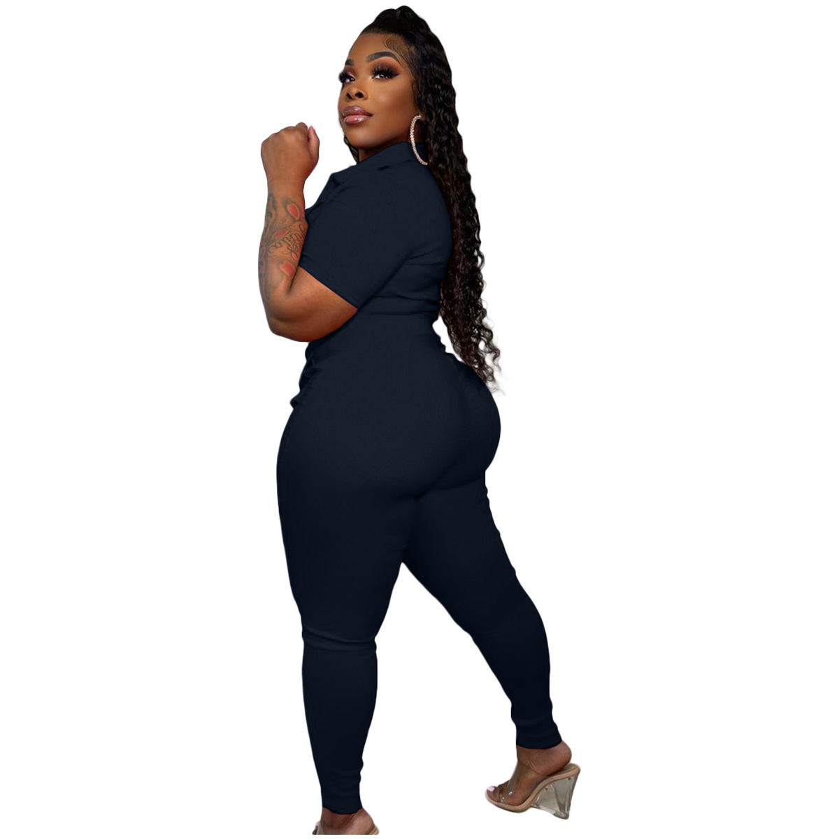 Women's Clothing new women's clothing sexy zipper three dimensional pocket jumpsuit_voghion.com