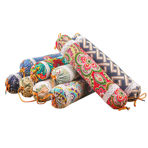 Manufacturer wholesale mugwort cervical pillow household cotton and linen multifunctional large flax round pillow old coarse cloth cervical vertebra protection