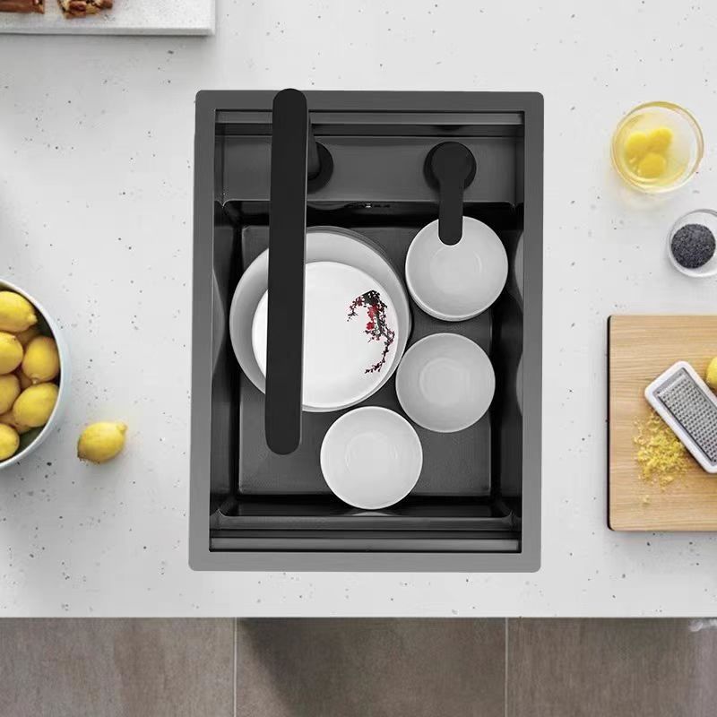 Fregadero invisible de acero inoxidable 304, tanque único, nano negro oculto, mesa de bar, lavabo para verduras, mini piscina