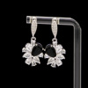 Zirconium, earrings, quality fashionable silver needle, flowered, wholesale