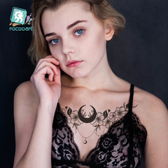 瑞卡龍新款跨境花懷?防水紋身貼 鎖骨胸部遮疤痕貼 歐美紋身貼紙