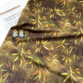 暮竹染秋 新中式数码印花醋酸天丝面料旗袍连衣裙上衣汉服面料