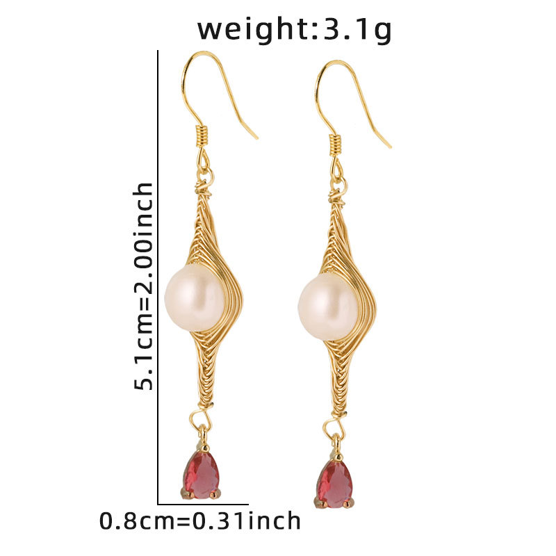 Perla natural original zircón gancho de orejas de alambre pendientes de orejas mujeres dulces pendientes de alta calidad pendientes universales pendientes de orejas al por mayor