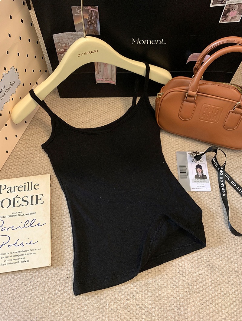 秋冬韓国風起毛キャミソールレディース胸パッド付きボトムストップス痩身発熱サーマル下着ショートスタイル