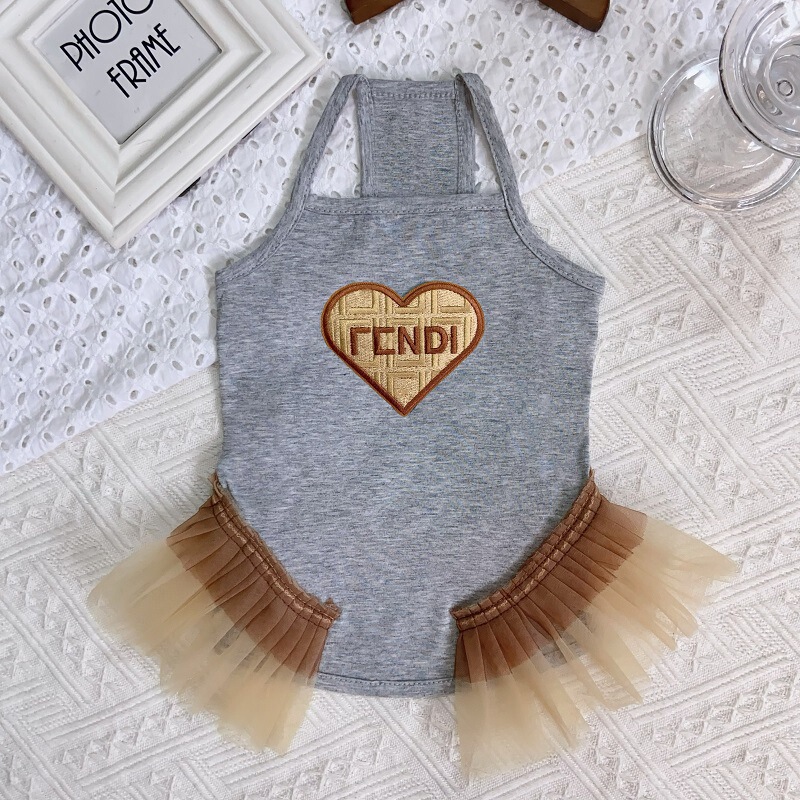 Summer dog clothes for Schnauzer, Teddy, Bichon, embroidered heart mesh lace suspender dress, wholesale from manufacturer Summer dog clothes for Schnauzer, Teddy, Bichon, embroidered heart mesh lace suspender dress, wholesale from manufacturer