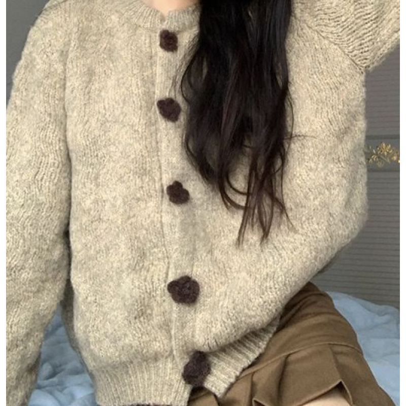 24 invierno Puyuan perezoso suéter vintage mujer engrosado cardigan chaqueta de punto blando camisa glutinosa otra image 4