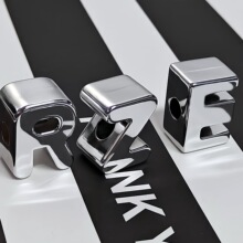 电镀银色休闲立体字母配饰饰品字母数字串珠手工DIY鞋扣配件批发