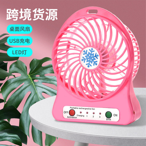 Shenzhen Cross-border Wholesale Snowflake Plantain LED Small Fan Portable Summer USB Student Cartoon Desk Fan