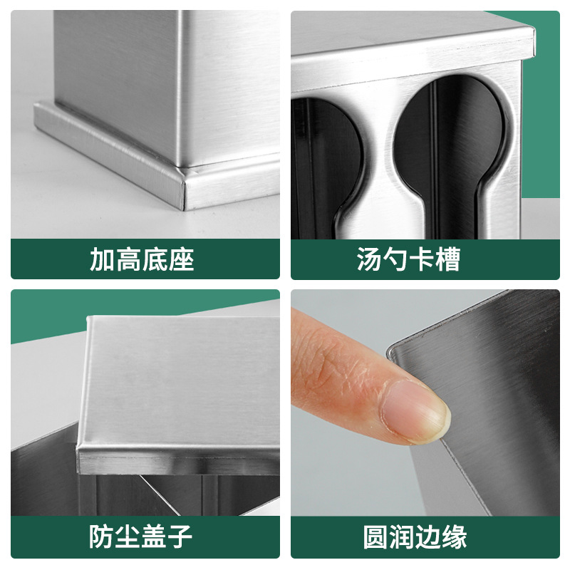 marco de cuchara de acero inoxidable con cubierta palillos marco de cuchara de almacenamiento recipiente comedor marco de cuchara de melamina marco de cuchara cuadrado marco de almacenamiento de palillos