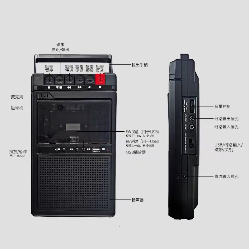 工場直販ポータブルテープマシン U ディスクレトロカセットマシンポータブルサウンドリスニング転写テープ卸売|undefined