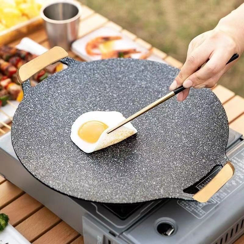 烤肉盘户外麦饭石卡式炉烧户外烤肉锅韩式铁板烧电磁炉煎烤盘家用|undefined