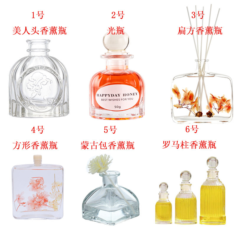 アロマボトル 美人頭アロマボトル飾り 50ml フラットスクエアアロマボトル クロスボーダー モンゴルパオ ローマ柱アロマ空ボトル|undefined