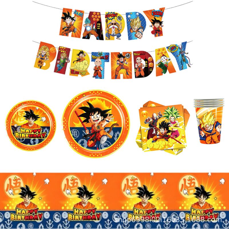 Cross-Border Dragon Ball Son Goku Themed Birthday Party Venue Decoration Supplies Paper Plates Paper Cups Tablecloth Tableware Set Cross-Border Dragon Ball Son Goku Themed Birthday Party Venue Decoration Supplies Paper Plates Paper Cups Tablecloth Tableware Set