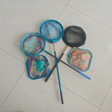 儿童抄网细网眼铝合金抄网尼捞鱼网兜钓鱼挂胶小眼抄鱼网批发