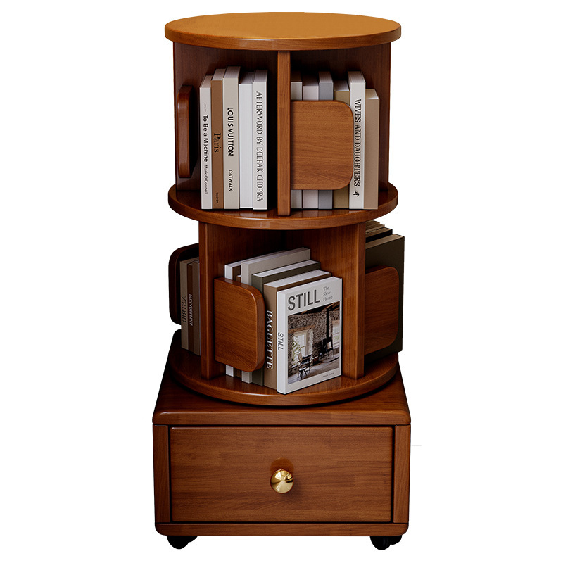 Estante de libros giratorio de madera sólida móvil con ruedas dormitorio para niños librería simple almacenar armario de cabecera armario de almacenamiento