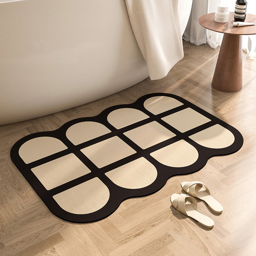 Bathroom Diatomaceous Earth Soft Mat Sanitary Ware Water Absorbent Anti-Slip Foot Mat Household Sink Cream Style Anti-Slip Irregular Mat