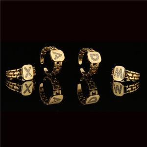 2pcs Rings for unisex 26 letters ring opening adjustable geometric patterns