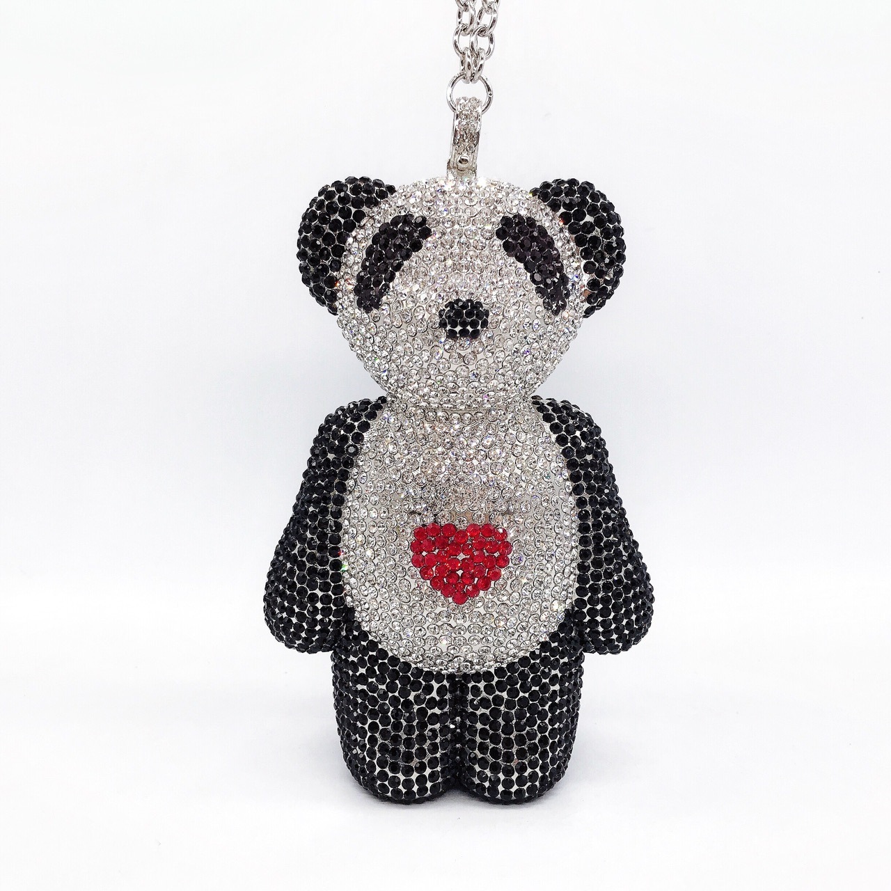 * Nuevo oso transfronterizo bolsas de mujer con diamantes bolsas de banquete animales llenos de diamantes bolsas de mano bolsas de mujer bolsas de metal negro