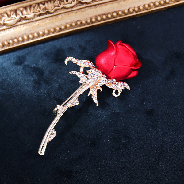 high-end red elegant brooch lapel pin