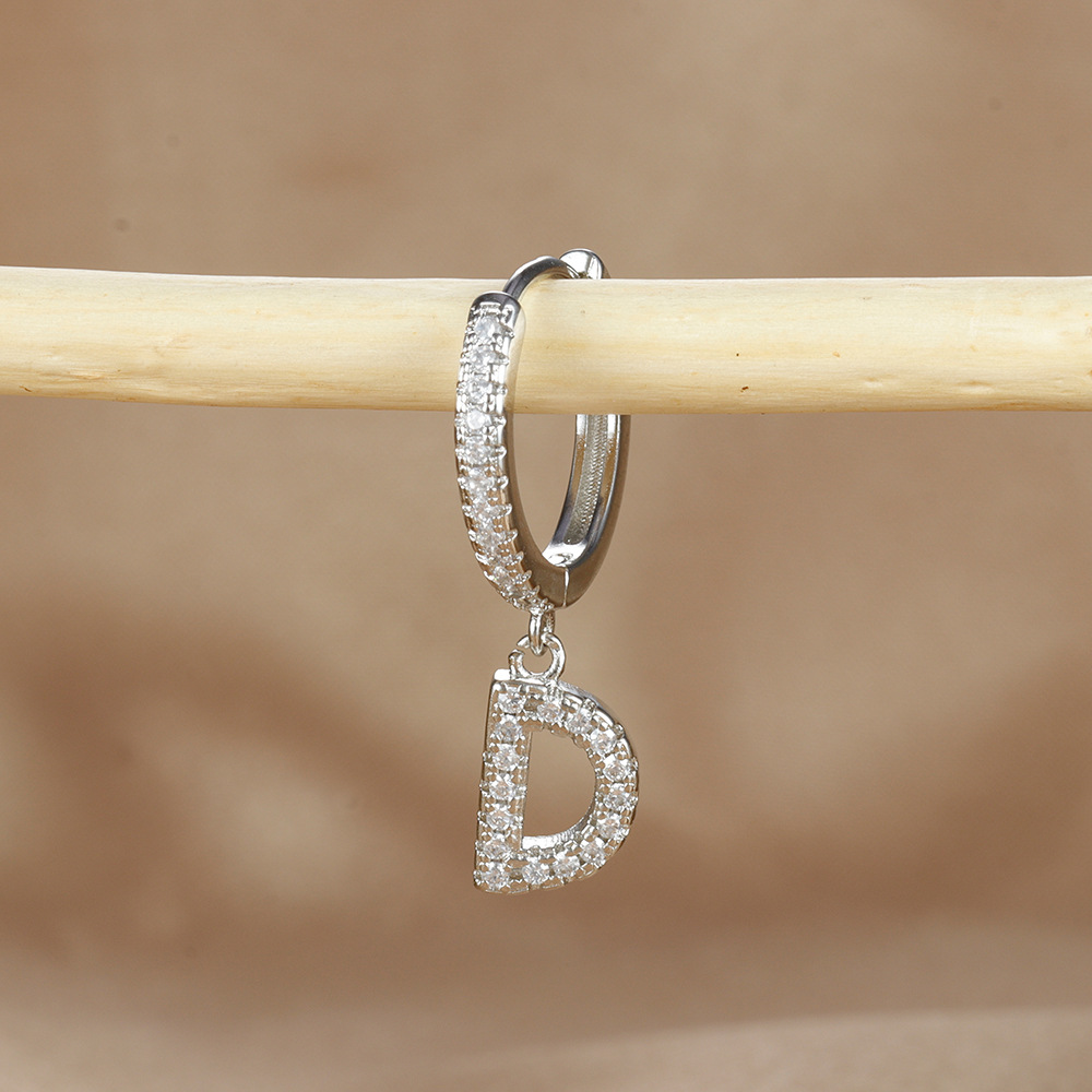 6g Weight Copper Ear Needle Material Zircon Inlay Material Charm Sleeper Hoop Earrings, Drop Earrings Classification 1 Piece Quantity Daily Occasion Copper Material Letter Pattern Unisex Gender Plating Design Casual Style 1 Piece Casual Letter Plating Copper Zircon Drop Earrings 12