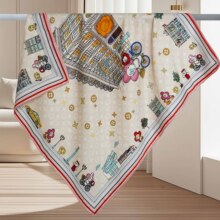 J法式轻奢大牌L环游巴黎v双面真丝羊毛手工卷边桑蚕丝丝毛中方巾