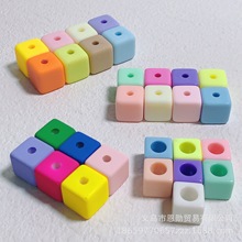 UV亮彩正方形糖果珠散珠隔珠diy手链手机链串珠亚克力饰品配件