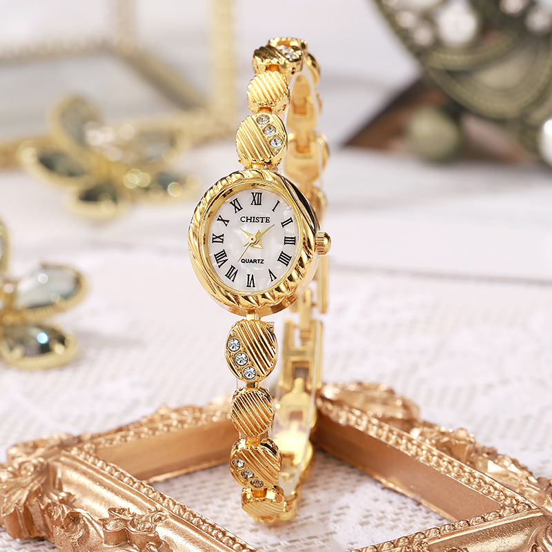 New Mother-Of-Pearl Bracelet Watch Gold Ladies Watch Women's Style Fashionable Quartz Watch Temperament Mid-Century Style Light Luxury Women's Watch