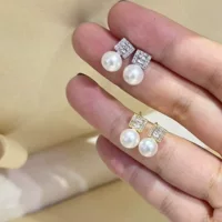 Dan Tao ювелирные изделия S925 серебряная игла пресноводный жемчуг циркон квадратный бриллиант серьги нишевый дизайн высокого уровня жемчужные серьги