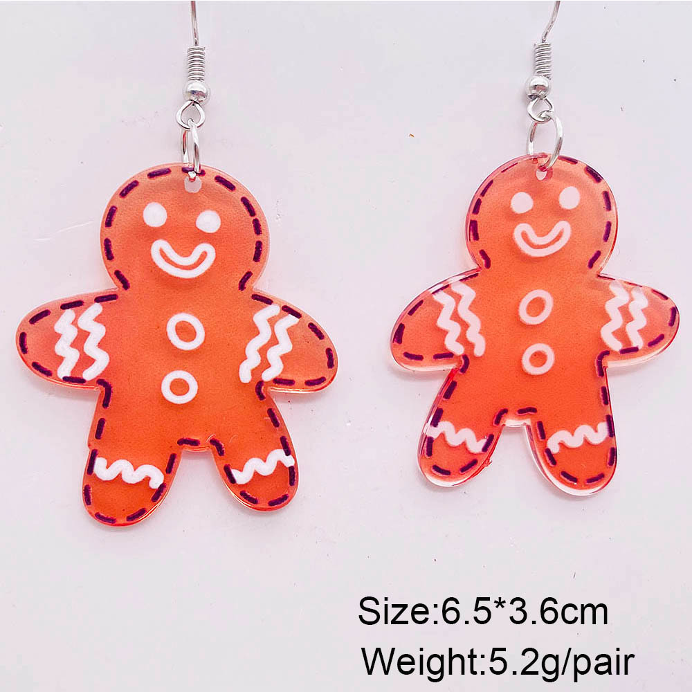 Festival, Street Occasion Arylic Material 1 Pair Christmas Cute Christmas Tree Gingerbread Arylic Drop Earrings