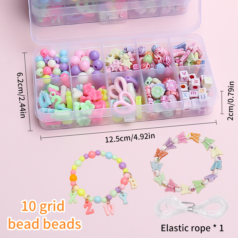 Fabricantes de juguetes de cuentas para niños pulseras diy paquete de material hecho a mano 10 cuentas caja de regalo al por mayor
